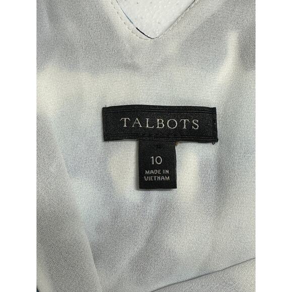 Talbots Dress Womens 10 Blue White Floral Sleeveless‎ Midi Office Church Modest - Picture 7 of 11
